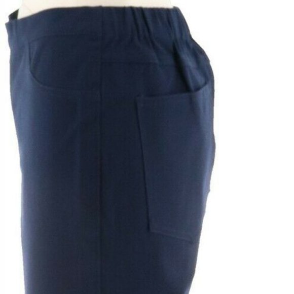 NWT ISAAC MIZRAHI STRETCH STRAIGHT LEG PANTS DARK NAVY 4 - Picture 4 of 10